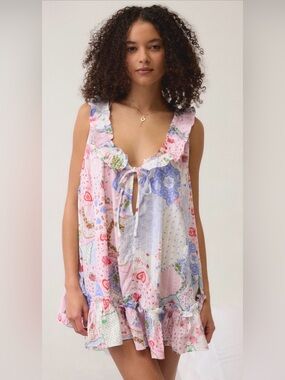 Out From Under Lover Letters Ruffle Trim Babydoll Sleep Dress NWT